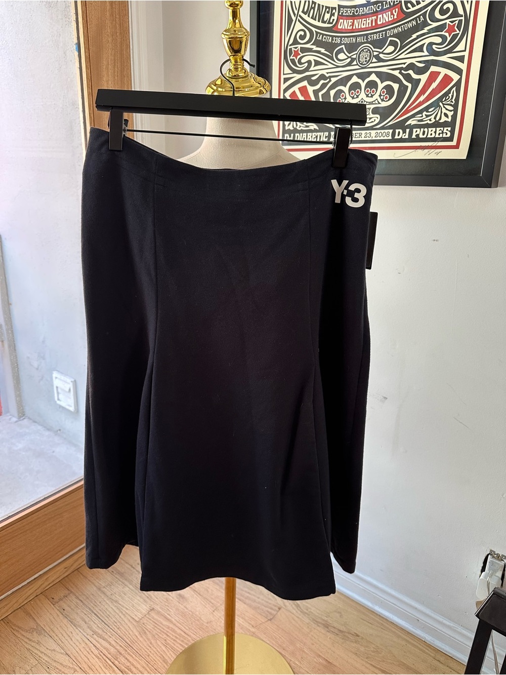 Y-3 Women's Black A-Line Skirt